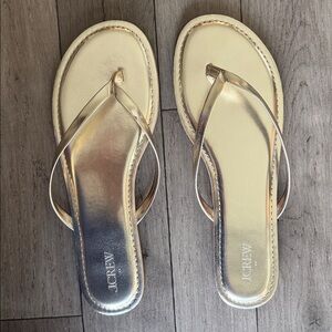 J. Crew Shiny Gold Flip-Flop Sandals